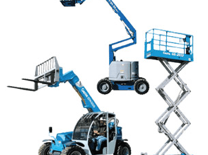blue Pallet lifter and blue cherry picker
